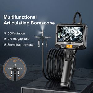 Plumb -fittingen Stuurbaar Borescope Dual Lens Pipe Industrial Endoscoop Full HD IPS Display Piping Camera 2000mAh Batterij IP67 Waterdicht 230422