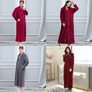 Plus 40-110 kg maat mannen winter lang warme koraal fleece badjas gezellige flanel capuchon bad gewaad nachtkleedjurk vrouwen slaapkleding 201023