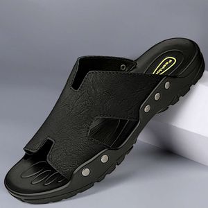 Plus grote maat 49 50 51 52 Men Lederen slippers Slides Designer schoenen zomer slip op sandalen voor dropshipping
