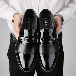Plus Formal Oxfords Men for Wedding Black Leather Size 38-48 Business Casual Office Work Slip On Dress Shoes 240102 810 Oxds