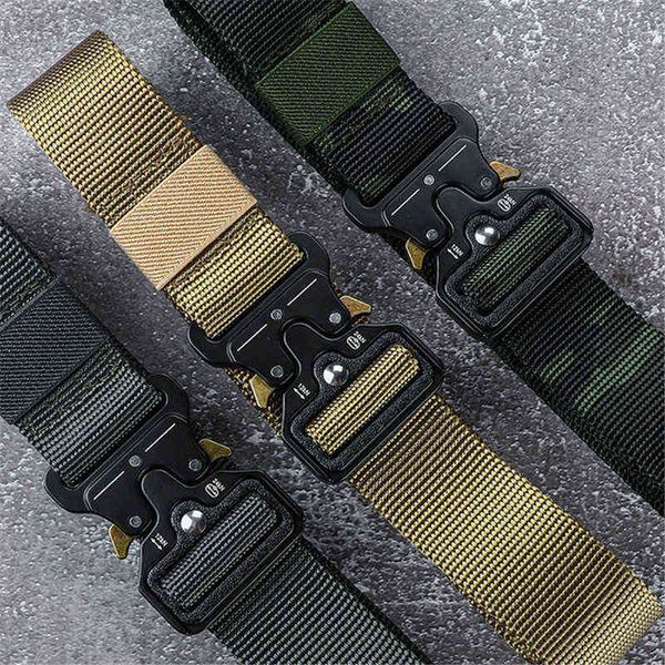 Plus grande grande taille 150 170 cm ceinture pour hommes armée chasse en plein air tactique multi fonction combat survie longue toile ceintures en nylon AA220312