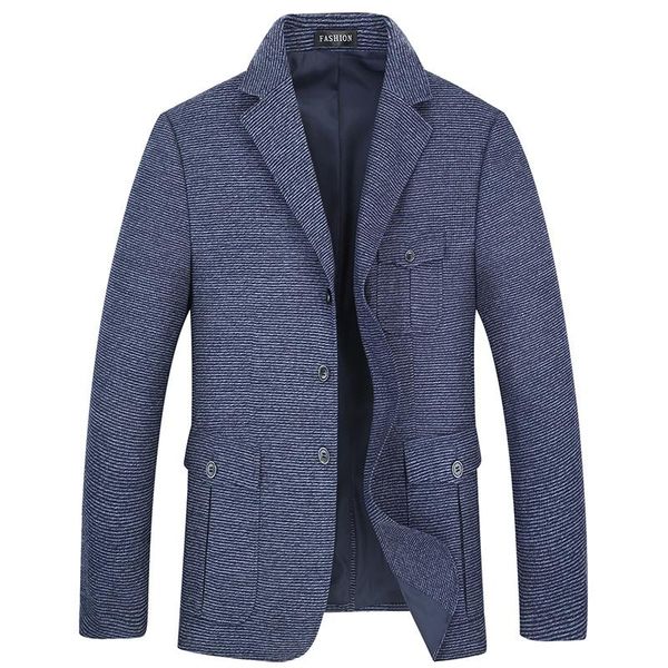 Más para hombres Corea Slim Fit Llegada Jacket de traje Blazer de algodón Azul Iwhanker Saller Blazers Masino Suits de boda para hombres