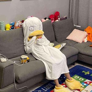 Plus Nachthemd Grappige Slaap Deken Vrouwen Mannen Cartoon Pyjama's Pullover Winter Warm Pyjama Dames Anime Slaapzak Nachtkleding 211109
