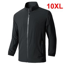 Plus maat 10xl windbreak jas Men mode casual solide kleur jassen jas lente herfst camping jas man man bovenkleding zwart 240420