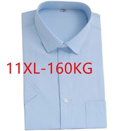 Plus taille 11xl 10xl 9xl Summer Men Dress Shirt Short Sleeve Blue Blanc Blanc Black Business Office décontracté Bureau Mariding 160kg 240329