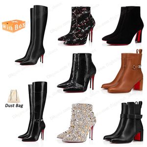 Bottes de créateur pour femmes talon de luxe noir rouge beige cowboy cow-girl bottines courtes cuisse sur le genou escarpins à talons hauts sexy western tabi chaussures de travail dames grande taille 43