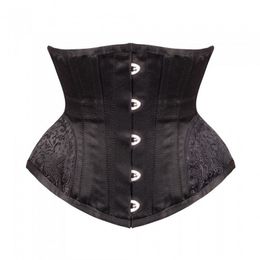 Plus taille 14 en acier à la taille désossé Corbust Corset avec brocade latérale Panneaux de hanche à la taille de la taille quotidienne