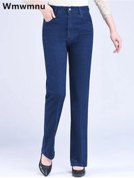 Plus taille 2838 Jean Straight Casual High Taist Classic Denim Pants Mom Baggy Stretch Kot Pantolon Wash Vintage Vaqueros 240403