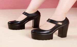 Plus taille 3243 Block Heel plate-forme Pumps Pumps pour femmes 2021 Automne printemps Mary Jane Chaussures High Heels Chaussures Ladies Black Blanc X05267468372