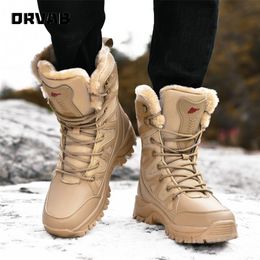 Grande taille 36 bottes militaires de Combat en cuir pour hommes et femmes fourrure en peluche hiver neige en plein air armée Bots chaussures y240226