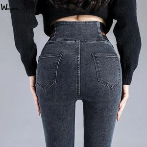 Grande taille 38 pantalon en jean mince Patchwork Vintage Stretch Vaqueros jean crayon maigre côté élastique taille haute jean femme 240319