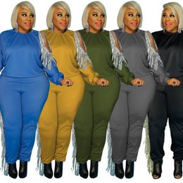 Plus size 3X 4X 5XL vrouwen grotere maat outfits herfst winter trainingspakken trainingspakken hoodies top + broek tweedelige set casual jogger pak 4165