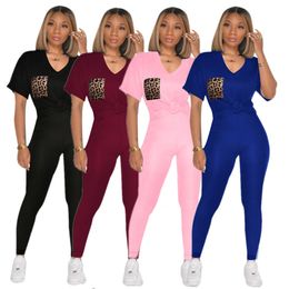 Plus la taille 3X Femmes d'été Survêtements décontractés T-shirt à manches courtes + pantalon deux pièces ensemble couleur unie tenues unies noir bleu sportswear 3652