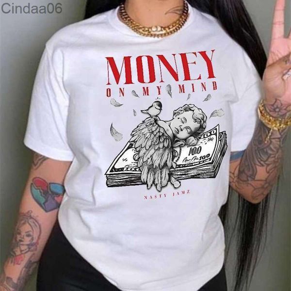 Plus la taille 3XL 4XL 5XL Femmes Designer T-shirt Tops 2023 Dames Lâche Col rond à manches courtes Tee Money Cartoon Imprimer Tees 20 modèles