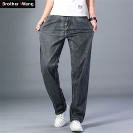 Plus Taille 40 42 44 Hommes Mince Bleu Gris Jeans Été 7 Couleurs Disponibles Avancé Stretch Lâche Droite Pantalon Occasionnel Marque 201128