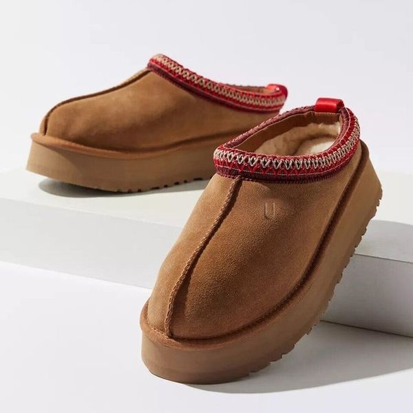 Plus la taille 44 meilleure qualité populaire marque hiver femmes Tazz plate-forme pantoufles châtaigne dames diapositives pantoufles chaussures de créateurs diapositives sandales femmes chaussons sans boîte