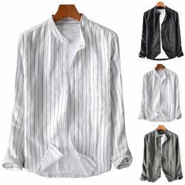 Más el tamaño 4XL 5XL Cott Line Camisas para hombres Casual Multicolor Rayas Camisa de manga Lg Hombre Fi Camisetas Camisas De Hombre D07v #