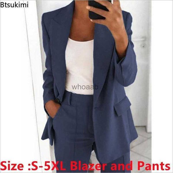 Grande taille 4XL 5XL ensembles de vêtements pour femmes deux pièces bureau dames d'affaires formel Blazer et pantalons ensembles solide surdimensionné survêtement HKD230901