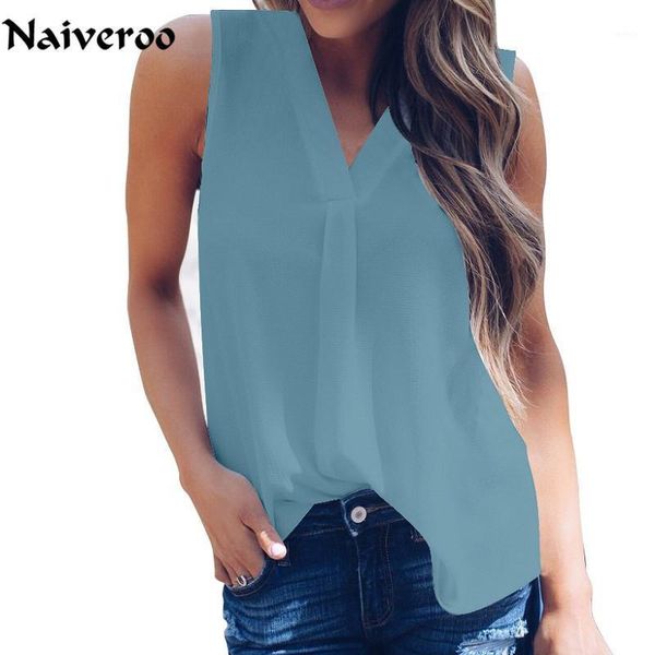 Tallas grandes 5X Blusa y tops para mujer Top de verano Casual suelto sin mangas Sólido con cuello en V Blusas de gasa Camisas femeninas Chaleco Blusa para mujer