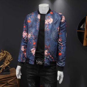 Chaquetas Bomber florales de primavera de talla grande 5XL-M, ropa para hombre 2021, abrigos casuales de negocios de manga larga fáciles de combinar, ropa de calle caliente X0710