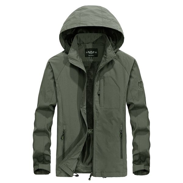 Veste imperméable et respirante pour hommes, plus taille 5XL, printemps automne mince, pardessus décontracté, manteaux coupe-vent tactiques de l'armée 210904