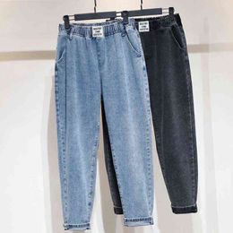 Plus Size 5XL Stretch Jeans Vrouwen Vintage Hoge Taille Enkle-length Denim Broek Lente Herfst Casual Harem Losse Moeder 211129