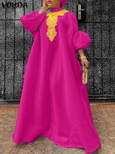 Plus maat 5xl Vonda dames Boheemian Dress 2024 Lace Patchwork Long Lantern Sleeve Party Maxi Sundress Summer Casual Robe Femme 240412