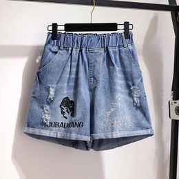 Plus taille 6xl 150kg haut taille short denim shorts pantalons féminins jeans pour femmes Summer Dames 240420