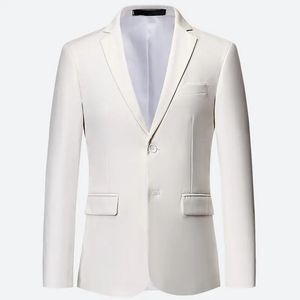 Plus Size 6XL 5XL Effen Kleur Witte Formele Jassen Twee Bittons Lange Mouw Koreaanse Heren Pak Jassen Kantoorkleding Bruiloft blazer 240118