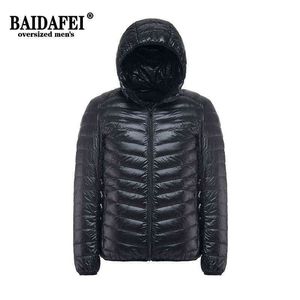 Chaqueta de plumón con capucha ultraligera para hombre de talla grande 6XL 7XL 8XL 9XL, abrigos acolchados para primavera y otoño 2021, nuevo abrigo ligero para hombre G1108