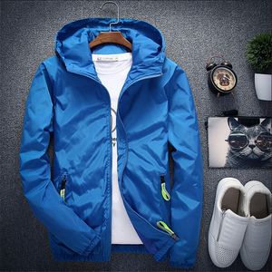 Más el tamaño 6XL 7XL Nueva primavera otoño chaqueta de bombardero hombres mujeres casual sólido rompevientos cremallera delgada con capucha abrigo Outwear chaqueta masculina T190918