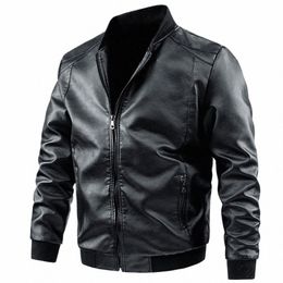 Plus la taille 6XL 7XL PU veste hommes manteau en cuir Casual moto Biker manteau couleur unie vestes en cuir mâle grande taille 6XL 7XL T5Zo #