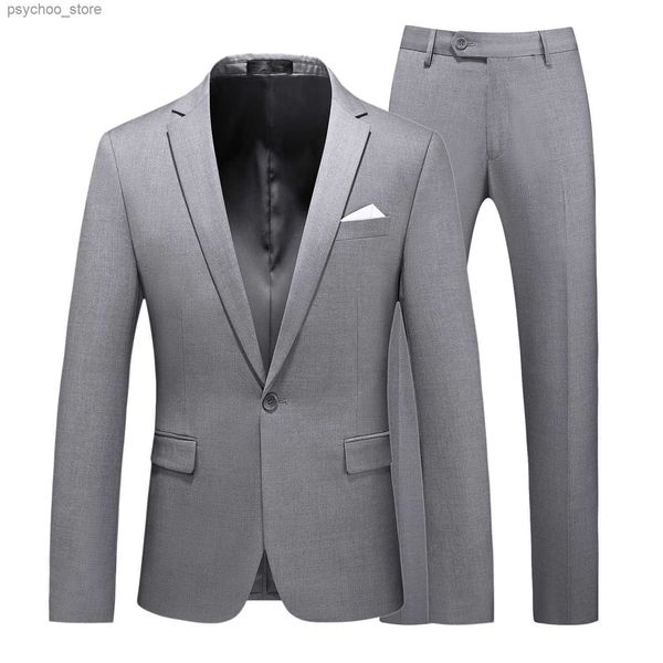 Tallas grandes 6XL-M Nueva moda Trajes para hombres con pantalones Novio formal Boda Slim Fit Vestido de esmoquin Chaquetas Pantalones Homme 2 piezas Set Q230828