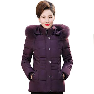 Plus la taille 6XL femmes d'âge moyen veste d'hiver à capuche col de fourrure de haute qualité chaud épaissir femme manteau dames courtes Parkas 201201