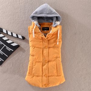 Plus Size 6XL Femmes Gilet Manteau D'hiver Dames Gilet Colete Feminino Casual Poche À Capuche Gilet Femme Veste Sans Manches LJ200825