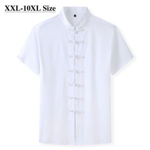 Plus la taille 7XL 8XL 10XL été Tang costume chemise à manches courtes pour hommes chinois traditionnel 4 couleurs lâche décontracté mâle Kung Fu chemises 210708