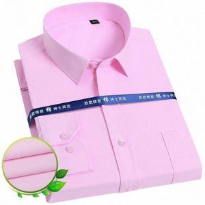 Plus Size 8XL 7XL 6XL 5XL heren Dr Shirt Effen Lg Mouw Casual Camisa Sociale Roze Merk Slim Fit Formeel Feest Bruiloft Tops B2fO #