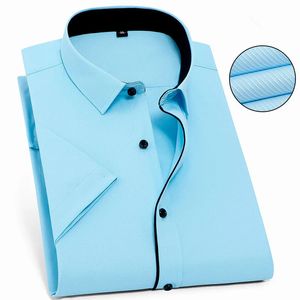 Plus Size 8XL 7XL 6XL 5XL Heren Shirts Korte Mouw Twill Pure Slim Fit Formele Mannen Wit Overhemd Business mannelijke Sociale 240119