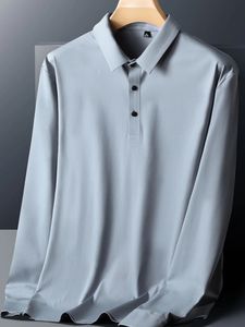 Plus Size 8xl 7xl 6xl Poloshirts met lange mouwen Heren Rood Roze Blauw Grijs T-shirt Ademend Zacht Sneldrogend Nylon Polo's Heren Golf T-shirt 240119