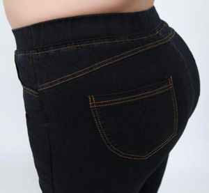Plus maat 8xl 7xl l Elastische hoge taille femme jeans potloodbroek veer casual jeans vrouwen hoge stretch broek denim broek 2010146559036
