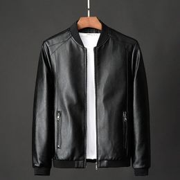Plus la taille 8XL 7XL hiver veste en cuir manteau hommes Bomber moto PU veste casual Vintage noir Biker poche vestes à glissière 240108
