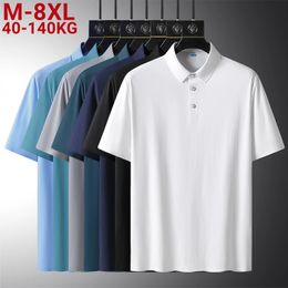 Talla grande 8xl Verano Transpirable Sólido Polo Camisa Hombres Manga corta Ropa deportiva Enfriamiento Nylon Secado rápido Slim Fit Golf Shirts 240226