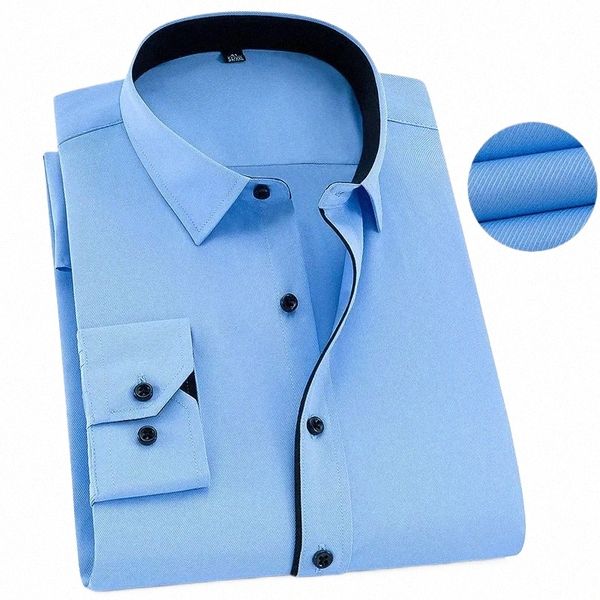 Más el tamaño 9XL 8XL 7XL Busin de los hombres Casual LG Camisa de manga clásica con rayas Hombre Social Dr Party Tuxedo Camisas Blanco Azul 16Al #