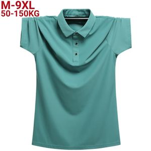 Plus taille 9xl 8xl hommes polos d'été de haute qualité homme de haute qualité à manches courtes en soie de soie solide.