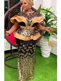 Vestidos de fiesta africanos de talla grande para mujeres Dashiki Ankara Sequin Boda Vesá Vesado Sexy Bodycon Maxi Vestido largo Africa Clothen 240506