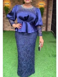 Plus size African Party -jurken voor vrouwen Fashion Dashiki Ankara Lace Wedding Jurken Elegant Turkije Moslim Maxi -jurk 240506