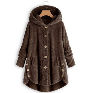 Chaqueta de lana de otoño de talla grande para mujer, abrigo con estampado de leopardo a la moda, abrigo informal con botones, cortavientos Irregular