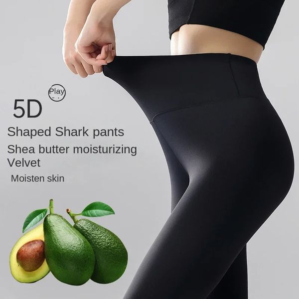 Taille plus taille d'automne hiver féminine à taille haute pantalon pantalon de requin hanche minceur de leggings chauds 231225