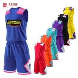 Ensemble de basket-ball de grande taille pour hommes et enfants, maillot personnalisé, respirant, uniforme d'entraînement de l'équipe de football de l'école de club, vêtements de sport 2 pièces 240314