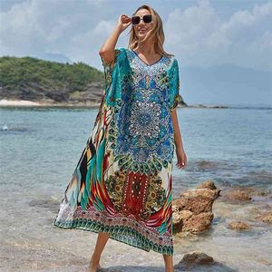 Plus Size Beach Cover Up Robe Plage Sarong Badpak Cover Pareos de Playa Mujer Beachwear Badpak Dames Maxi Jurk 210722